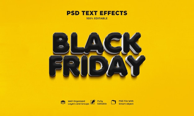 Efecto de texto 3D de viernes negro