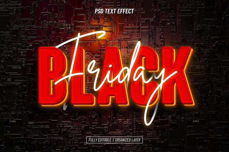 PSD gratuito efecto de texto 3d de viernes negro