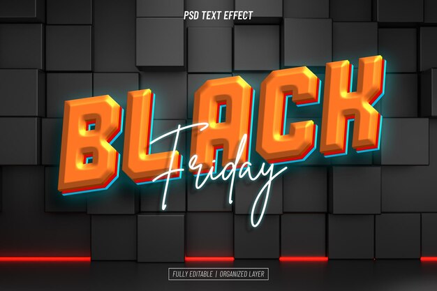 efecto de texto 3d de viernes negro