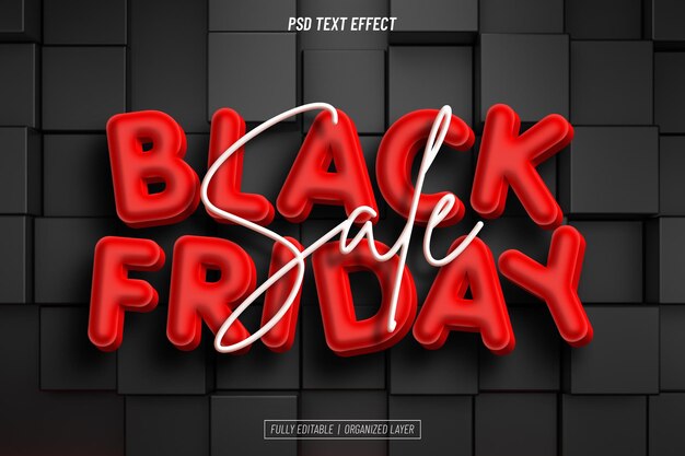 efecto de texto 3d de viernes negro