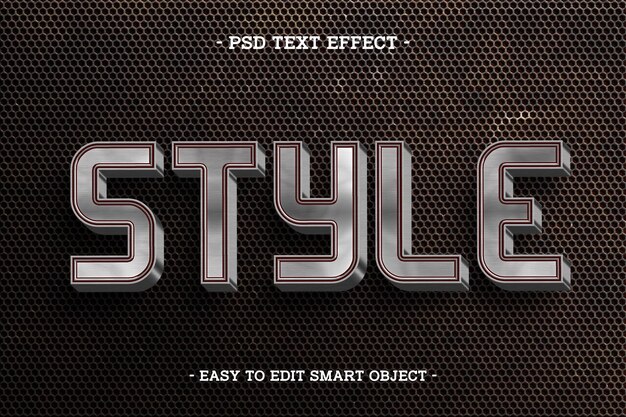 Efecto de texto de acero de estilo plateado