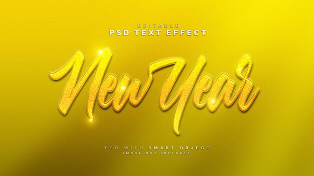 Efecto de texto de año nuevo dorado