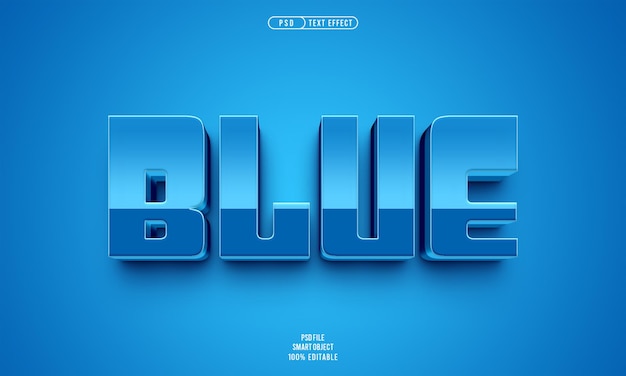 Efecto de texto azul 3D editable
