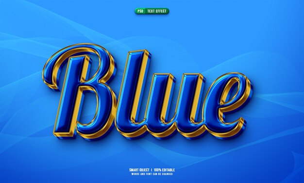Efecto de texto azul 3D editable