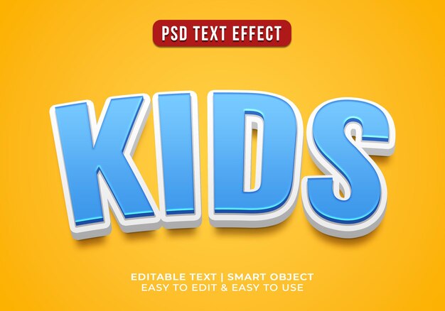 Efecto de texto azul para niños en 3D.
