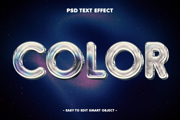 Efecto de texto de Chrome Estilo de texto de color editable