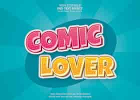 PSD gratuito efecto de texto comic lover