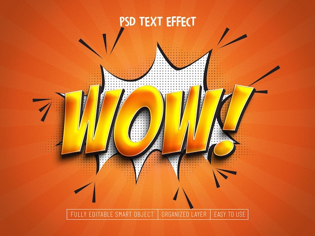 Efecto de texto cómico wow realista