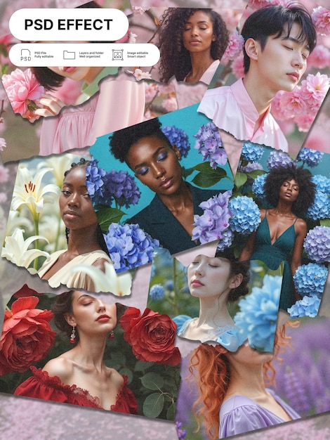 Efecto de texto de conjunto de cuadrícula de collage