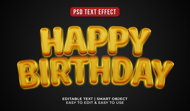 Efecto de texto de cumpleaños editable
