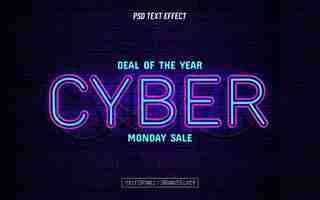 PSD gratuito efecto de texto cyber monday