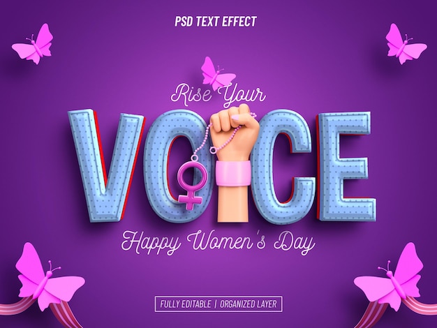 PSD gratuito efecto de texto del día internacional de la mujer