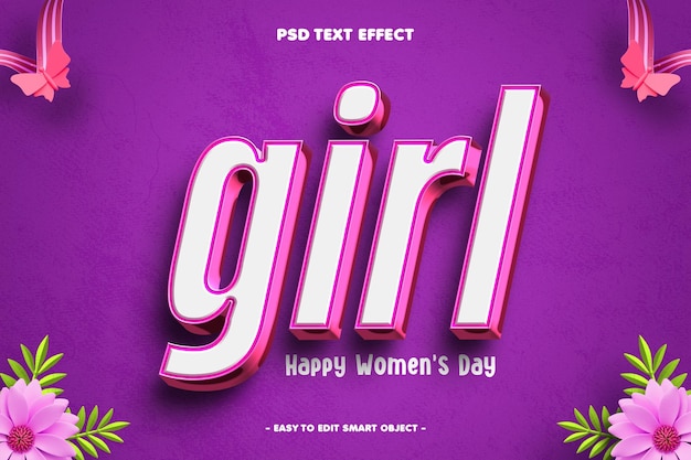 Efecto de texto del día internacional de la mujer