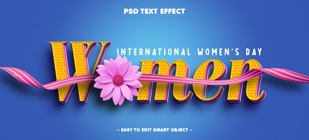 Efecto de texto del día internacional de la mujer