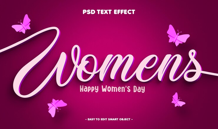 Efecto de texto del día internacional de la mujer