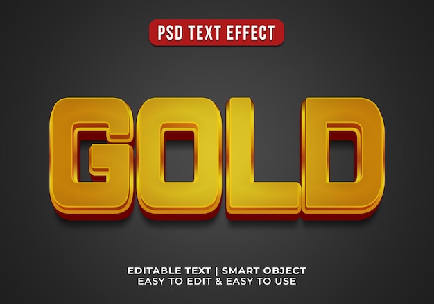 PSD gratuito efecto de texto dorado de estilo 3d editable