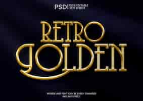 PSD gratuito efecto de texto dorado retro