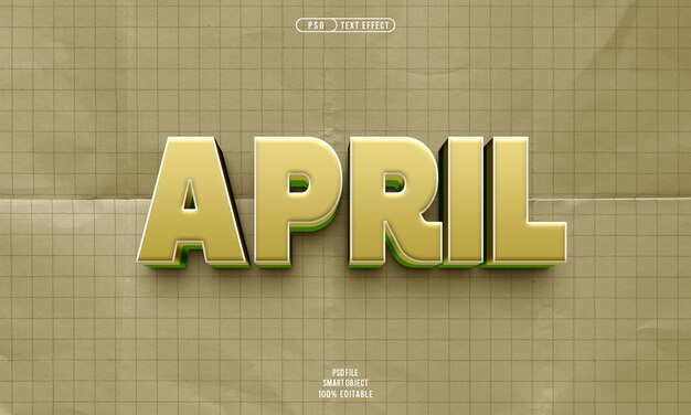 Efecto de texto editable en 3D de abril