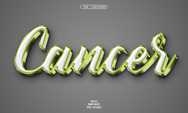 Efecto de texto editable 3D de cáncer