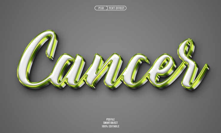 PSD gratuito efecto de texto editable 3d de cáncer