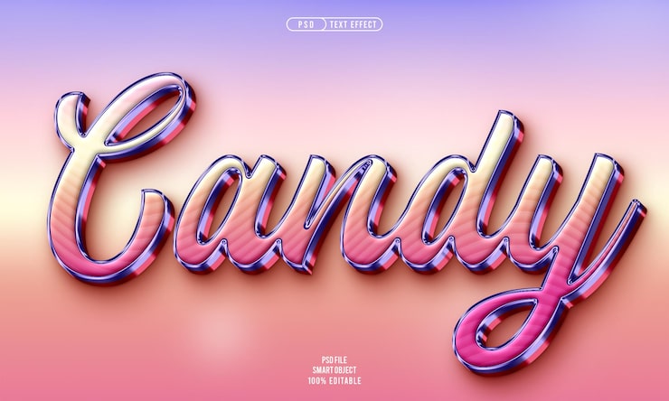 PSD gratuito efecto de texto editable en 3d de caramelo