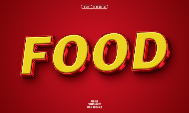 Efecto de texto editable 3d de comida