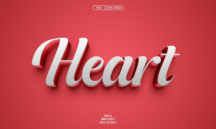 PSD gratuito efecto de texto editable en 3d para el corazón