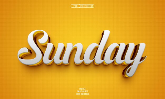 Efecto de texto editable en 3D del domingo
