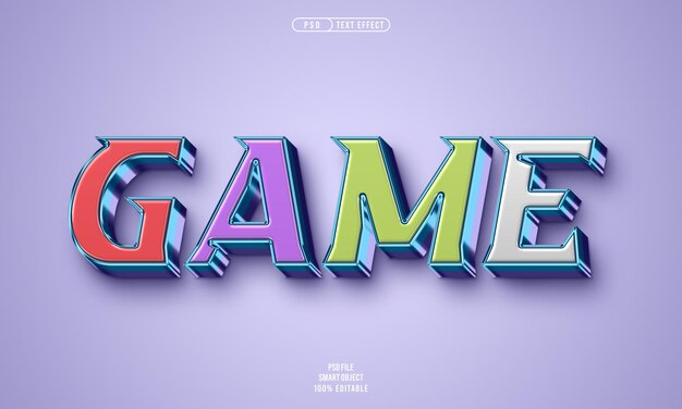 Efecto de texto editable 3d del juego