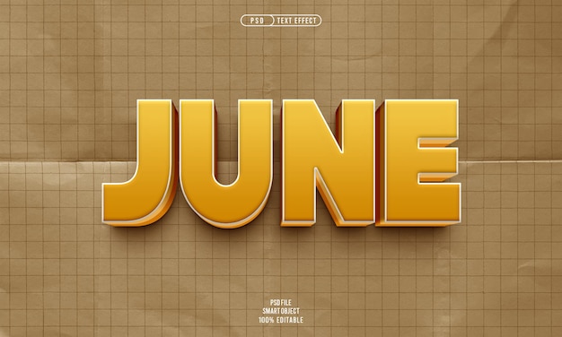 Efecto de texto editable en 3D de junio