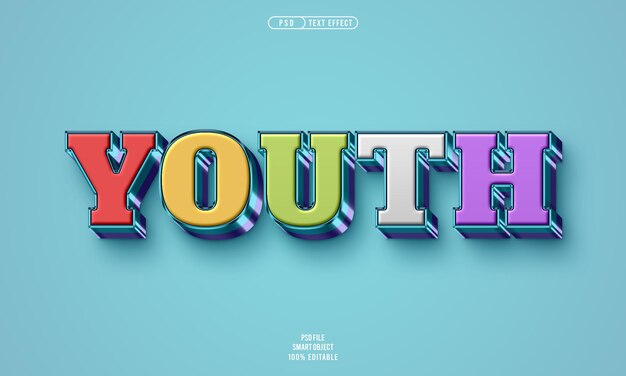 Efecto de texto editable 3D juvenil