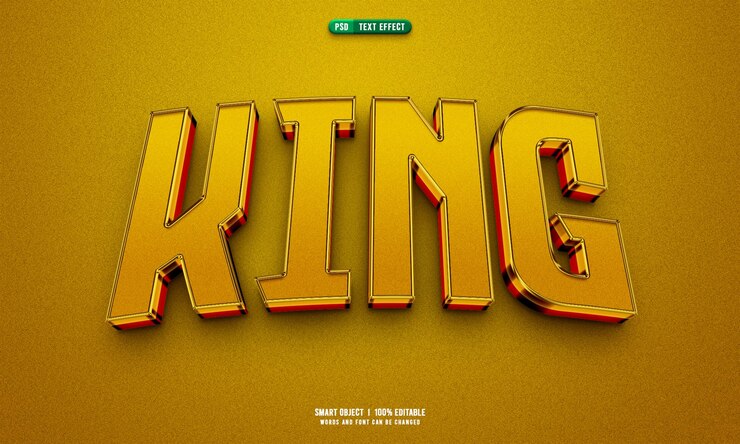 PSD gratuito efecto de texto editable en 3d de king