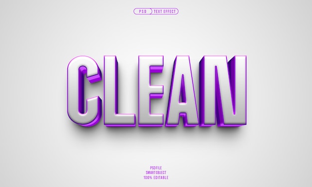 Efecto de texto editable 3d limpio