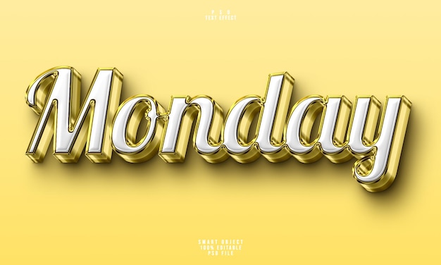 Efecto de texto editable en 3D el lunes