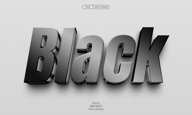 Efecto de texto editable 3d negro