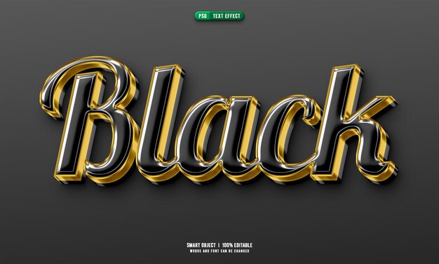 Efecto de texto editable en 3D negro