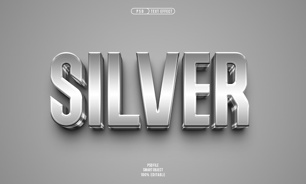 Efecto de texto editable en 3D plateado