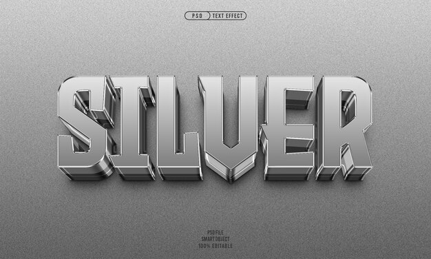 Efecto de texto editable en 3D plateado