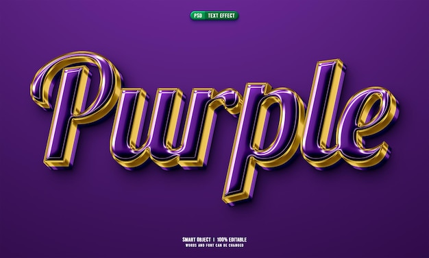 Efecto de texto editable en 3D púrpura