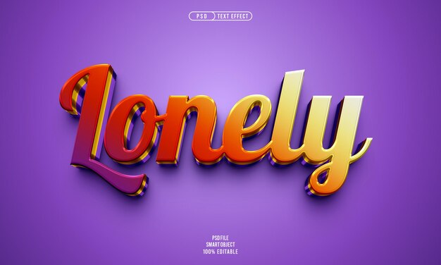 Efecto de texto editable en 3D solitario