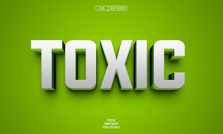 PSD gratuito efecto de texto editable 3d tóxico