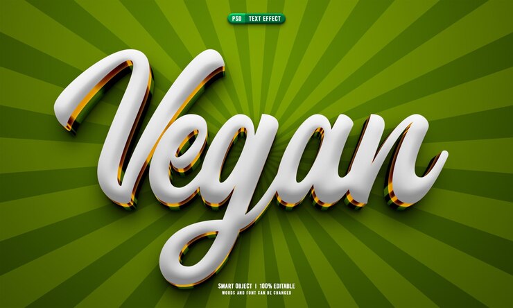 PSD gratuito efecto de texto editable 3d vegano