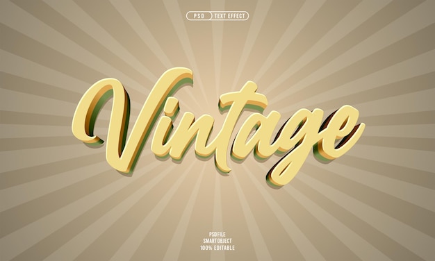 Efecto de texto editable 3d vintage