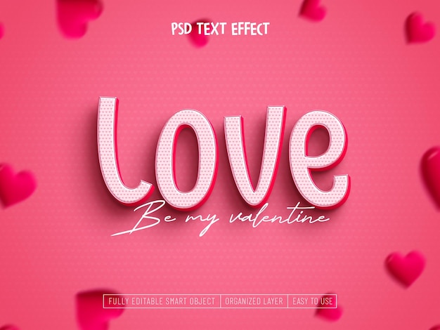 Efecto de texto editable de amor de san valentín.
