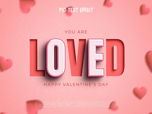 Efecto de texto editable de amor de san valentín