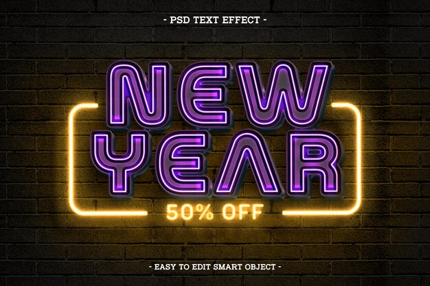 Efecto de texto editable para el año nuevo 2025 de estilo neón