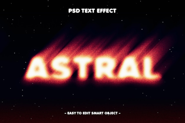 Efecto de texto editable astral cayendo del cielo