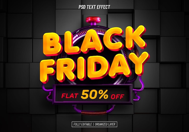 Efecto de texto editable del black friday