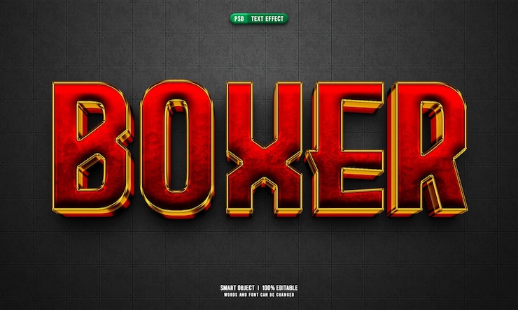 PSD gratuito efecto de texto editable boxer 3d