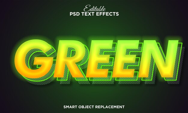 Efecto de texto editable de concepto de luz verde
